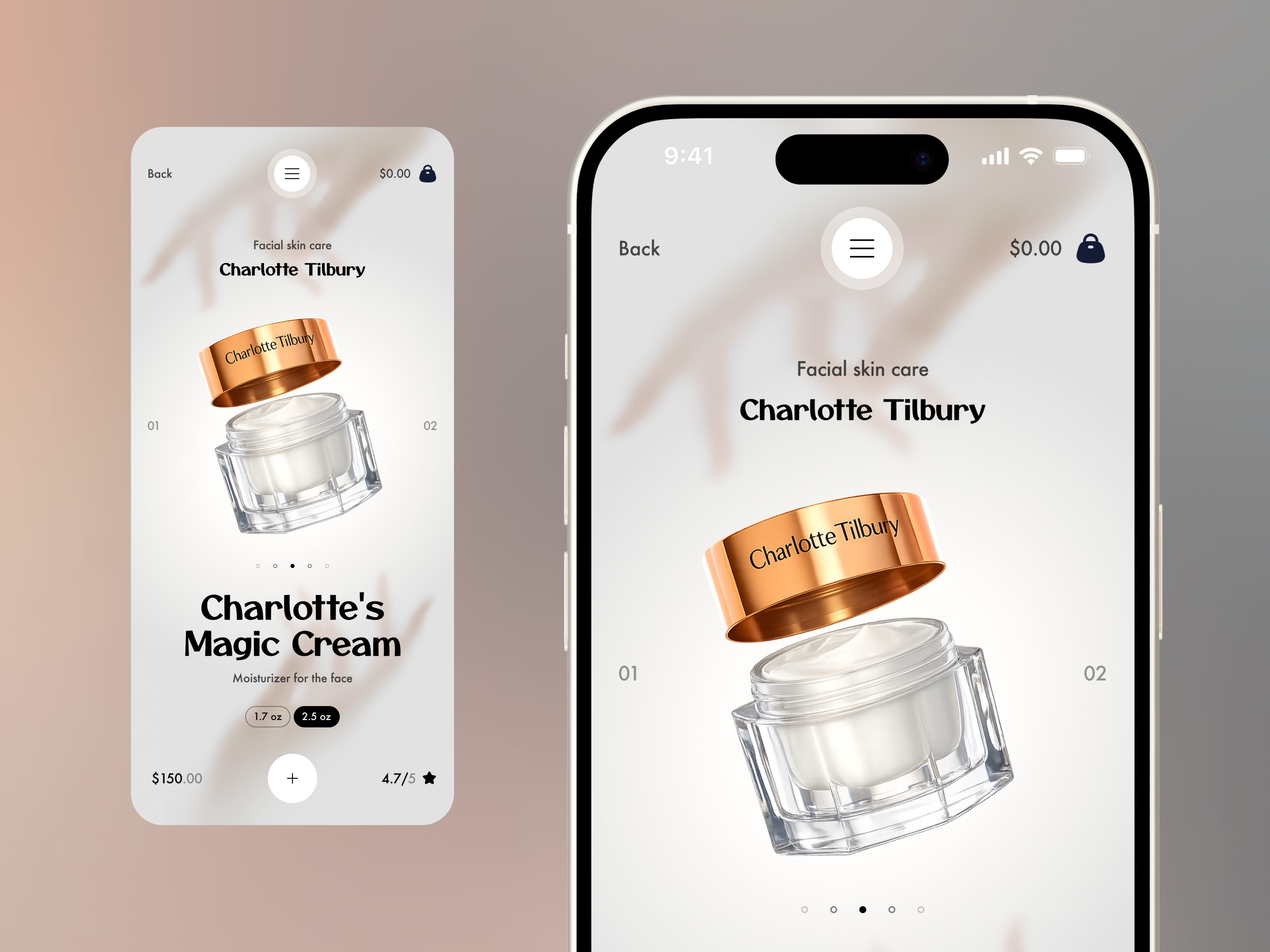 Example of Skincare App UI Design — Product Page UX