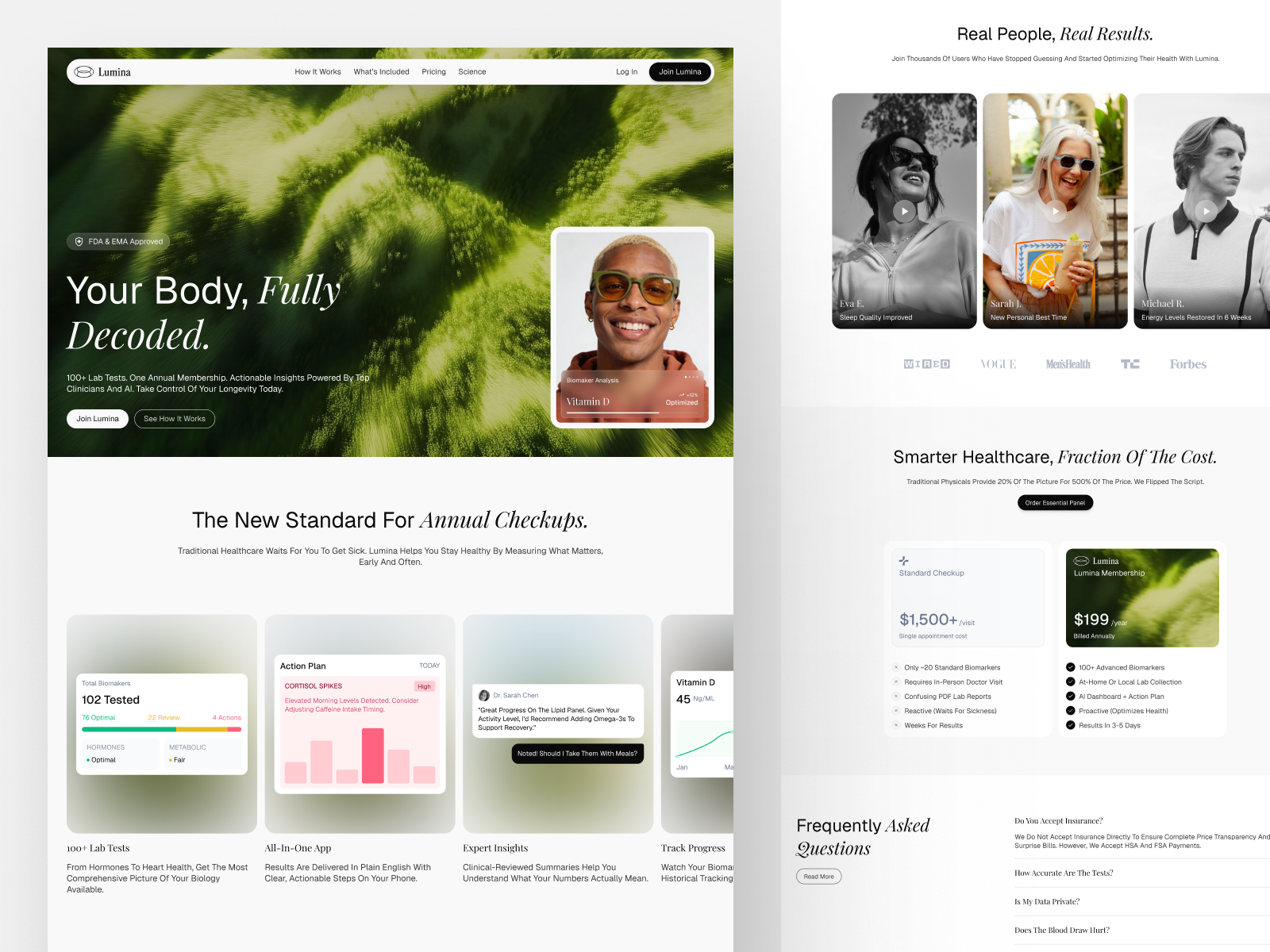 Example of Lumina - Advance Health Check Landing Page