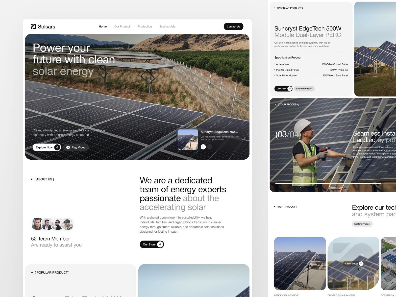 Example of Solsars - Green Energy Landing Page
