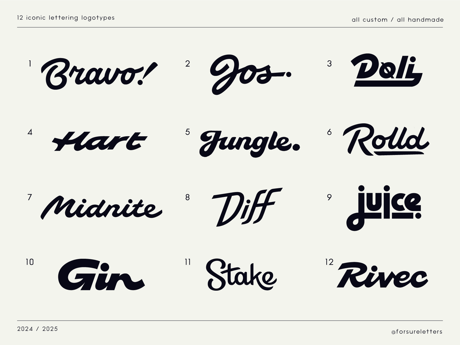 Example of 12 iconic lettering logotypes : collection
