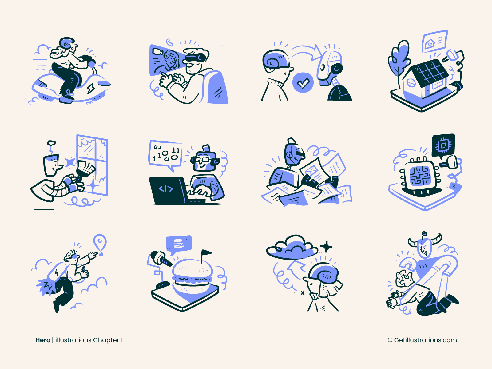 Example of Hero illustrations Future Tech