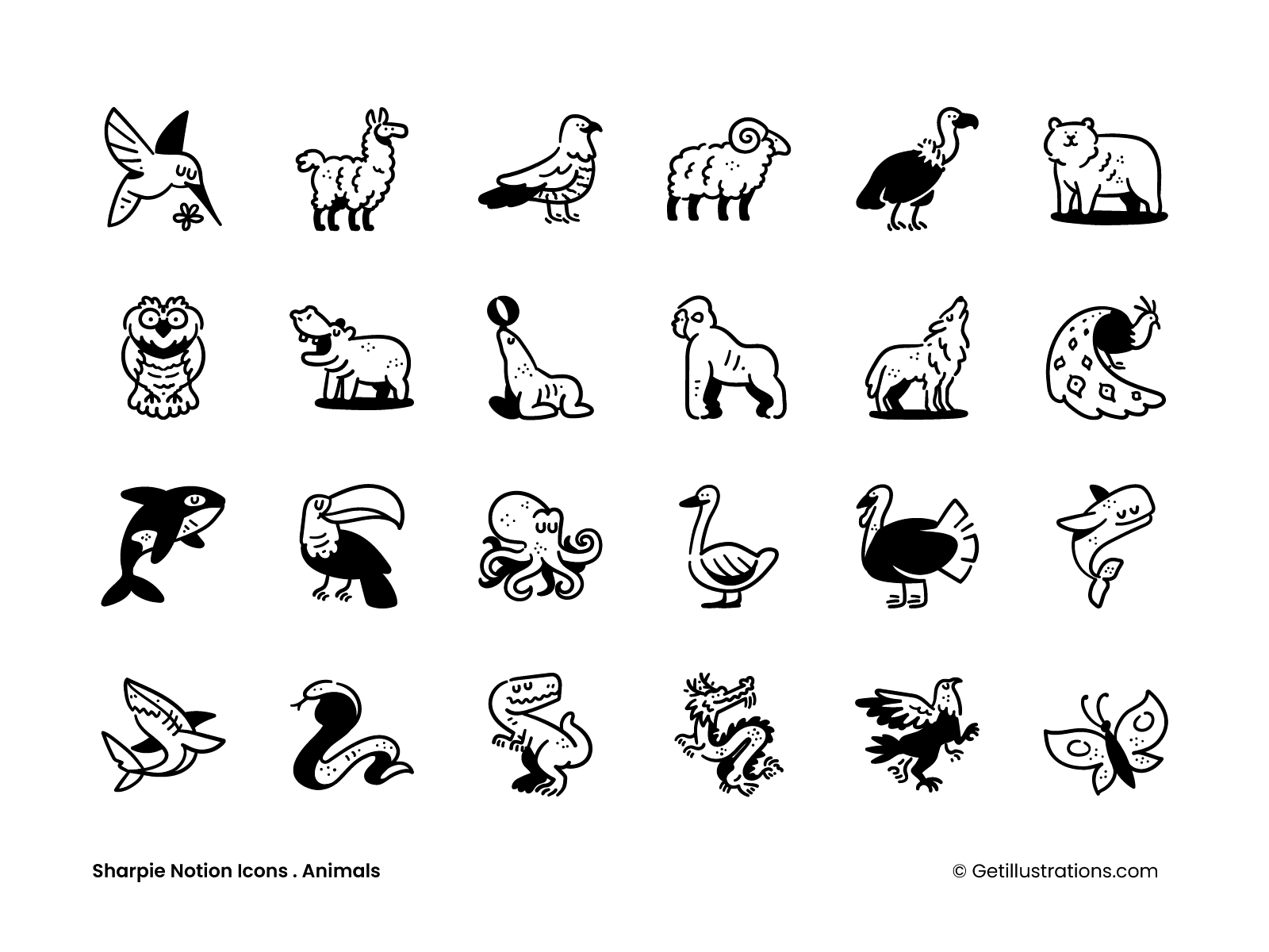 Example of Sharpie Notion Animal Icons Pack