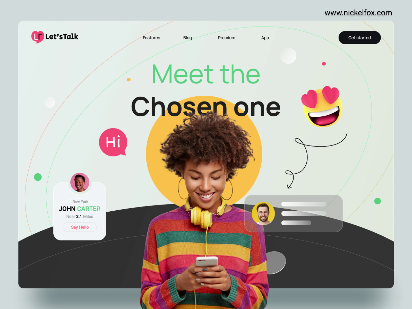 Example of Let's talk - Dating website landing page